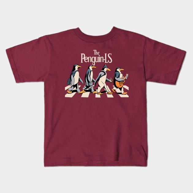 The penguin-Ls - Abbey Road Kids T-Shirt by Aldrvnd